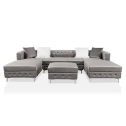 HOMES: Inside + Out Elmhurst U Shaped Deep Button Tufted Sectional With Ottoman Gray : Modular, Transitional Style Sofa 10 HOMES: Inside + Out Elmhurst U Shaped Deep Button Tufted Sectional With Ottoman Gray : Modular, Transitional Style Sofa -Inside out home GUEST 86908b47 dcb2 41a3 9029 256cb81ef98a