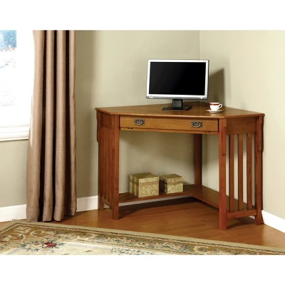 Mezas Mission Style Corner Computer Desk Oak - HOMES: Inside + Out 1 Mezas Mission Style Corner Computer Desk Oak - HOMES: Inside + Out