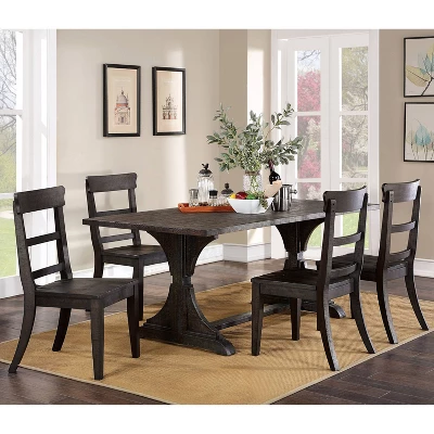 5pc Strasbourg Rustic Dining Table Set Antique Black - HOMES: Inside + Out 1 5pc Strasbourg Rustic Dining Table Set Antique Black - HOMES: Inside + Out