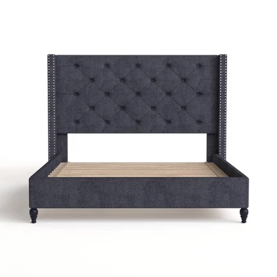 Queen Marie Contemporary Wingback Bed Blue - HOMES: Inside + Out 4 Queen Marie Contemporary Wingback Bed Blue - HOMES: Inside + Out - Image 4
