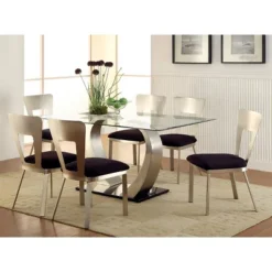 7pc Langton Dining Set W/Rectangular Back Chairs Silver/Black - HOMES: Inside + Out