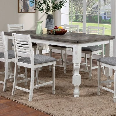 78" Cambrien Rustic Two-Tone Counter Height Dining Table Antique White/Gray - HOMES: Inside + Out 1 78" Cambrien Rustic Two-Tone Counter Height Dining Table Antique White/Gray - HOMES: Inside + Out