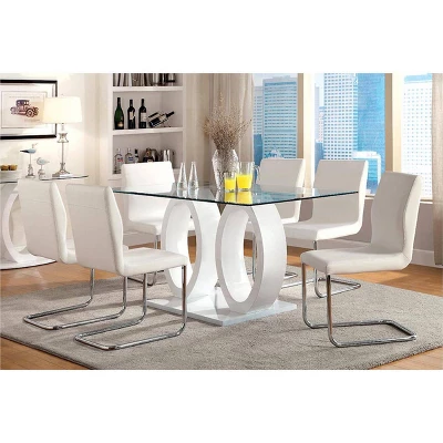 7pc Spearelton Double Oval Pedestal Dining Table Set White - HOMES: Inside + Out 1 7pc Spearelton Double Oval Pedestal Dining Table Set White - HOMES: Inside + Out