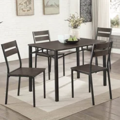 5pc Malsbary Industrial Dining Table Set Antique Brown - HOMES: Inside + Out