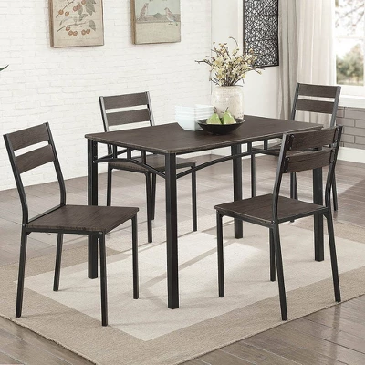 5pc Malsbary Industrial Dining Table Set Antique Brown - HOMES: Inside + Out 1 5pc Malsbary Industrial Dining Table Set Antique Brown - HOMES: Inside + Out