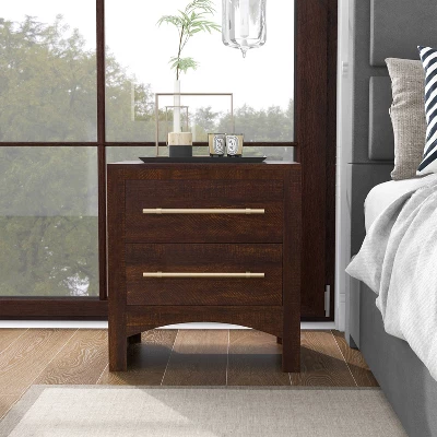 Melonnes Transitional 2 Drawer Nightstand Walnut - HOMES: Inside + Out 2 Melonnes Transitional 2 Drawer Nightstand Walnut - HOMES: Inside + Out - Image 2
