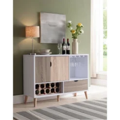 Hoff Contemporary Buffet Glossy White And Weathered Sand - HOMES: Inside + Out