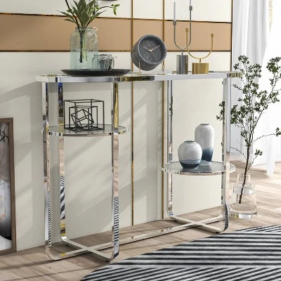 Rueledge Glam 2 Shelf Sofa Table Chrome - HOMES: Inside + Out 1 Rueledge Glam 2 Shelf Sofa Table Chrome - HOMES: Inside + Out
