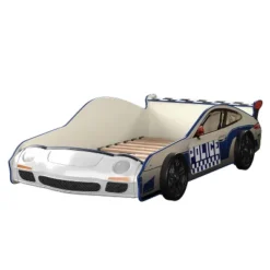 Twin Quessa Police Car Bed With Led Headlight Chair Black/White - HOMES: Inside + Out -Inside out home GUEST a2da96a4 0c4f 40d8 97f1 e14b1f3e9ac2