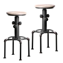 3pc Regalla Industrial Bar Height Dining Table Set Antique Black/Natural Tone - HOMES: Inside + Out -Inside out home GUEST a45fd20c bc66 4c94 a64e cb340abca7b6