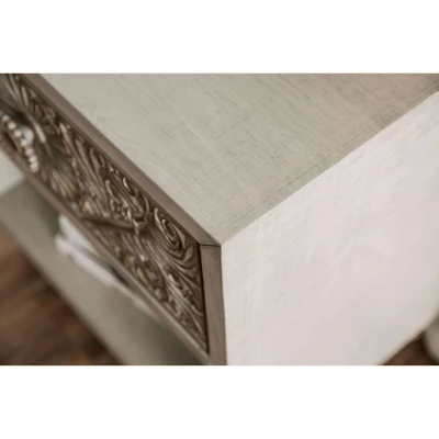 Del Grande USB Outlet Nightstand Antique White/Beige - HOMES: Inside + Out 2 Del Grande USB Outlet Nightstand Antique White/Beige - HOMES: Inside + Out - Image 2