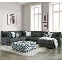 HOMES: Inside + Out Telven 139" L Shaped Sectional Chenille With Pillows