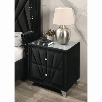 Puma 2 Drawer Upholstered Nightstand Black - HOMES: Inside + Out 2 Puma 2 Drawer Upholstered Nightstand Black - HOMES: Inside + Out - Image 2