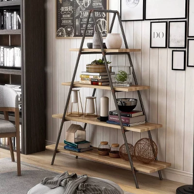 59" Mathews 4-Shelf Ladder Bookcase Bronze - HOMES: Inside + Out 1 59" Mathews 4-Shelf Ladder Bookcase Bronze - HOMES: Inside + Out