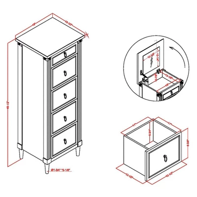 Magg 4 Drawer Jewelry Chest With Flip Up Mirror Antique White/Antique Gray Two Tone - HOMES: Inside + Out 11 Magg 4 Drawer Jewelry Chest With Flip Up Mirror Antique White/Antique Gray Two Tone - HOMES: Inside + Out - Image 11