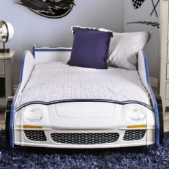 Twin Quessa Police Car Bed With Led Headlight Chair Black/White - HOMES: Inside + Out -Inside out home GUEST b46f2ec7 b3f6 498a 9738 db825ef09763