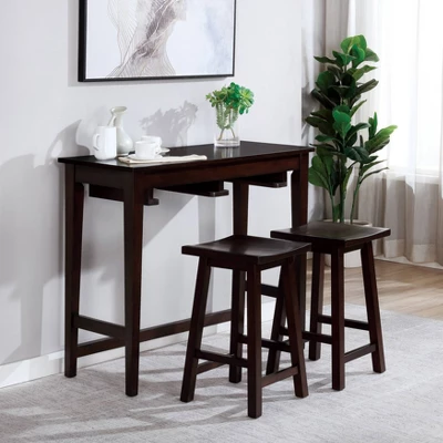 3pc Helbrana Bar Height Dining Set Espresso - HOMES: Inside + Out 1 3pc Helbrana Bar Height Dining Set Espresso - HOMES: Inside + Out