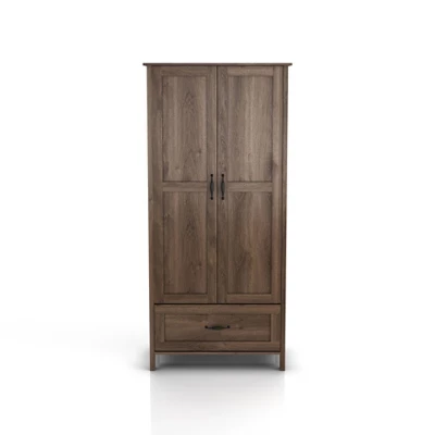 Nurembo 1 Drawer Wardrobe Closet Distressed Walnut - HOMES: Inside + Out 7 Nurembo 1 Drawer Wardrobe Closet Distressed Walnut - HOMES: Inside + Out - Image 7
