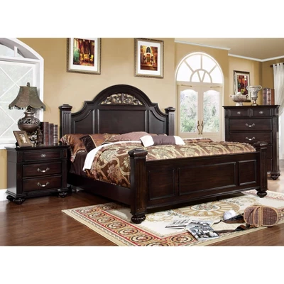 3pc California King Pennings Traditional Bed Set And Nightstand With Chest Dark Walnut - HOMES: Inside + Out 1 3pc California King Pennings Traditional Bed Set And Nightstand With Chest Dark Walnut - HOMES: Inside + Out