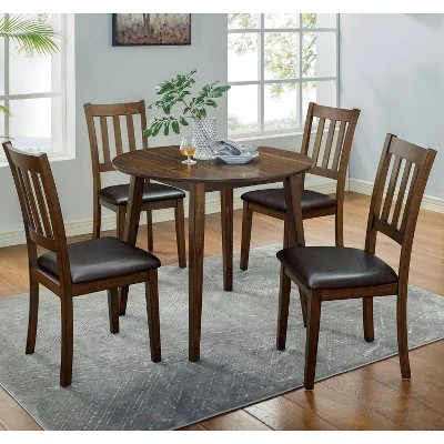 5pc Hedgecrow Padded Seat Round Dining Table Set Dark Brown - HOMES: Inside + Out 1 5pc Hedgecrow Padded Seat Round Dining Table Set Dark Brown - HOMES: Inside + Out