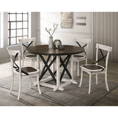 5pc Piker Round Dining Set Dark Walnut/Antique White - HOMES: Inside + Out 1 5pc Piker Round Dining Set Dark Walnut/Antique White - HOMES: Inside + Out