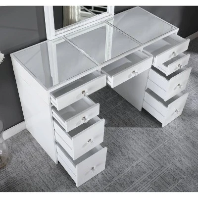 3pc Prudence Vanity Set With Stool White - HOMES: Inside + Out 4 3pc Prudence Vanity Set With Stool White - HOMES: Inside + Out - Image 4