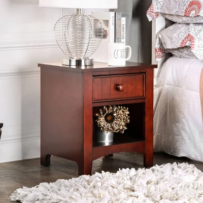 Mereu 1 Drawer Nightstand Cherry - HOMES: Inside + Out 2 Mereu 1 Drawer Nightstand Cherry - HOMES: Inside + Out - Image 2
