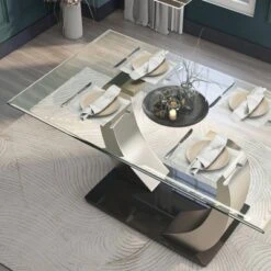 Langton Glass Top Dining Table Silver/Black - HOMES: Inside + Out 5 Langton Glass Top Dining Table Silver/Black - HOMES: Inside + Out -Inside out home GUEST c3b490c8 3380 4bea a9ec 7689a8a4e71a