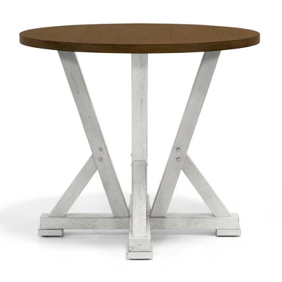 5pc Naxti Rustic Round Counter Height Dining Table Set Light Oak/Antique White - HOMES: Inside + Out 3 5pc Naxti Rustic Round Counter Height Dining Table Set Light Oak/Antique White - HOMES: Inside + Out - Image 3