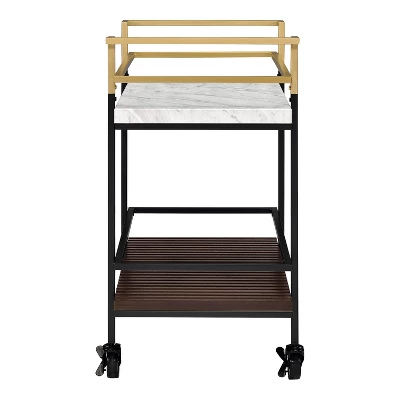 Goodspring Faux Marble Top 2 Shelf Serving Cart Black/White - HOMES: Inside + Out 3 Goodspring Faux Marble Top 2 Shelf Serving Cart Black/White - HOMES: Inside + Out - Image 3