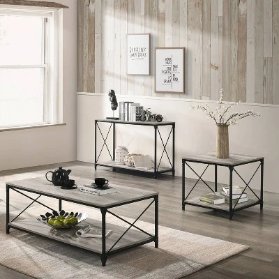 Rosslea Lower Shelf Sofa Table Black/Gray - HOMES: Inside + Out 2 Rosslea Lower Shelf Sofa Table Black/Gray - HOMES: Inside + Out - Image 2