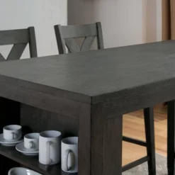 60" Larkridge Built-In Shelves Counter Height Table Gray - HOMES: Inside + Out -Inside out home GUEST d3995435 4355 4e00 96fe ce7bb2010f2d