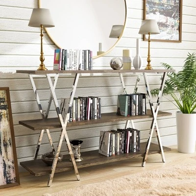 47" Seto 3 Shelf Console Table Dark Oak - HOMES: Inside + Out 1 47" Seto 3 Shelf Console Table Dark Oak - HOMES: Inside + Out