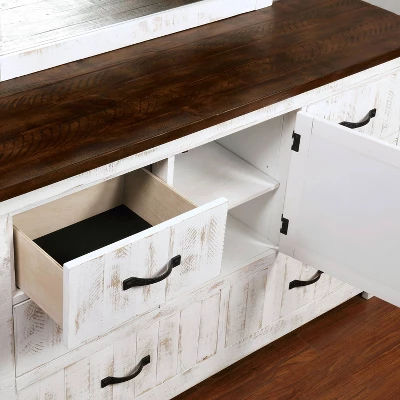Willow Rustic 6 Drawer Dresser Distressed White/Walnut - HOMES: Inside + Out 3 Willow Rustic 6 Drawer Dresser Distressed White/Walnut - HOMES: Inside + Out - Image 3