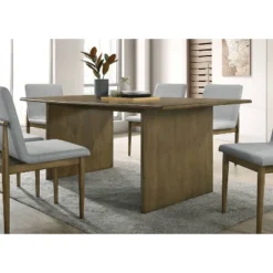 72" Avery Mid-Century Modern Dining Table Natural Tone - HOMES: Inside + Out: Wood Frame, Double Pedestal Base, Seats 6