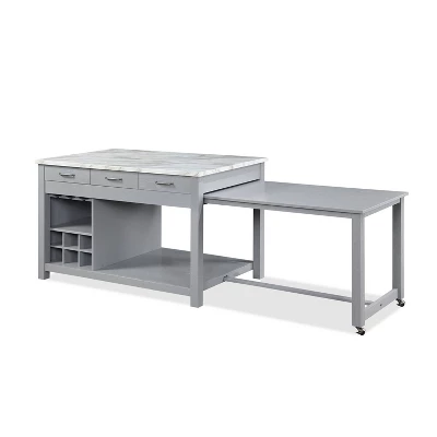 Fredricke Extendable Kitchen Island With Faux Marble - HOMES: Inside + Out 11 Fredricke Extendable Kitchen Island With Faux Marble - HOMES: Inside + Out - Image 11