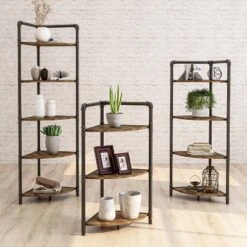 63.75" Beeme 5 Tier Corner Bookshelf Sand Black/Light Pure Copper - HOMES: Inside + Out 5 63.75" Beeme 5 Tier Corner Bookshelf Sand Black/Light Pure Copper - HOMES: Inside + Out -Inside out home GUEST dcace858 e2b7 4733 9390 5becae0f0e0a
