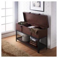 Millan Trunk Style Sofa Table Vintage Walnut - HOMES: Inside + Out