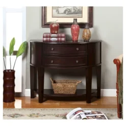 Julie Curved 2 Drawer Side Table Brown - HOMES: Inside + Out