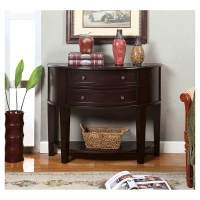 Julie Curved 2 Drawer Side Table Brown - HOMES: Inside + Out 1 Julie Curved 2 Drawer Side Table Brown - HOMES: Inside + Out