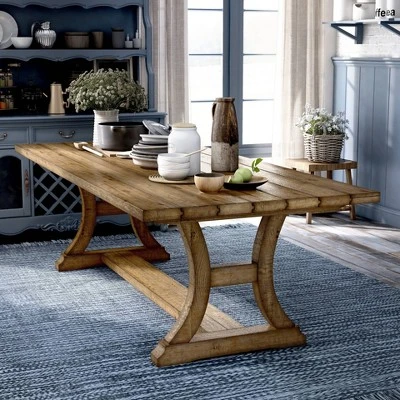 Shelia Solid Pine Wood Dining Table Rustic Pine - HOMES: Inside + Out 3 Shelia Solid Pine Wood Dining Table Rustic Pine - HOMES: Inside + Out - Image 3