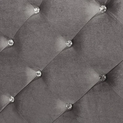 HOMES: Inside + Out Eastern King Tenaya Glam Bed With Button Tufted Headboard Silver: Upholstered Polyester Frame 6 HOMES: Inside + Out Eastern King Tenaya Glam Bed With Button Tufted Headboard Silver: Upholstered Polyester Frame - Image 6