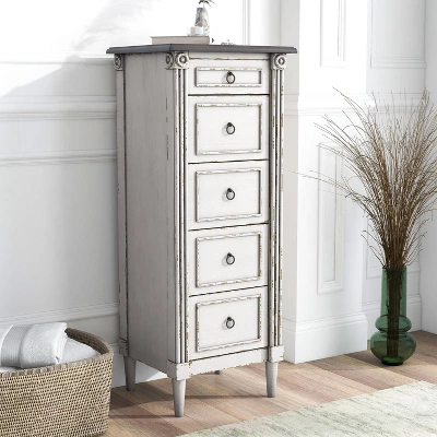 Magg 4 Drawer Jewelry Chest With Flip Up Mirror Antique White/Antique Gray Two Tone - HOMES: Inside + Out 1 Magg 4 Drawer Jewelry Chest With Flip Up Mirror Antique White/Antique Gray Two Tone - HOMES: Inside + Out
