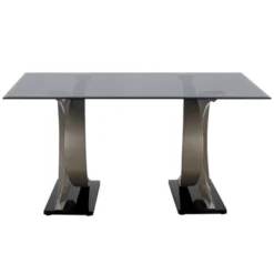 58" Gleneagles Modern Rectangle Glass Top Dining Table Gray/Champagne/Black - HOMES: Inside + Out 11 58" Gleneagles Modern Rectangle Glass Top Dining Table Gray/Champagne/Black - HOMES: Inside + Out -Inside out home GUEST e400e5dc 8c1d 4a8f bd01 cc7866a3714f