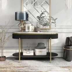 Cartehena Faux Marble Sofa Table With Drawer - HOMES: Inside + Out -Inside out home GUEST e4388741 9820 4293 be22 248362eca1ad