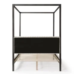 HOMES: Inside + Out Queen Barrette Canopy Platform Bed With Corduroy Upholstered Bed Light Brown -Inside out home GUEST e473c8e3 3136 4360 ad67 36d06b130c9d