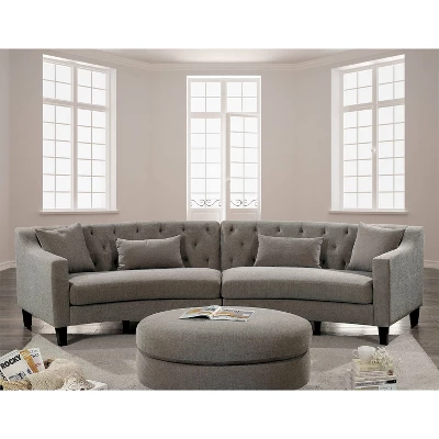 Amelie Button Tufted Curved Sectional Warm Gray - HOMES: Inside + Out 1 Amelie Button Tufted Curved Sectional Warm Gray - HOMES: Inside + Out
