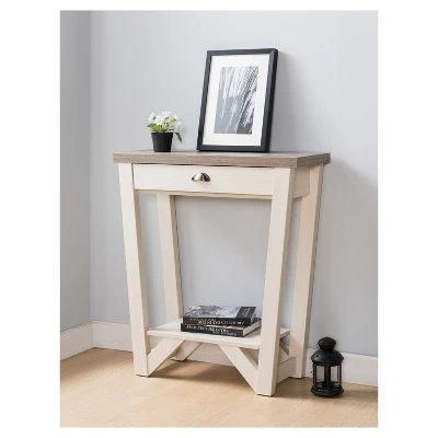 Risa Contemporary 1 Drawer Console Table Ivory /Light Oak - HOMES: Inside + Out 1 Risa Contemporary 1 Drawer Console Table Ivory /Light Oak - HOMES: Inside + Out
