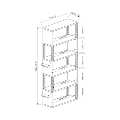 70.5" Montalva 5 Shelf Bookcase White Oak - HOMES: Inside + Out 6 70.5" Montalva 5 Shelf Bookcase White Oak - HOMES: Inside + Out - Image 6