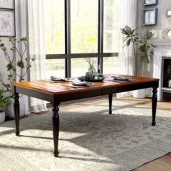 Jameson Country Style Extendable Dining Table Black/Oak - HOMES: Inside + Out